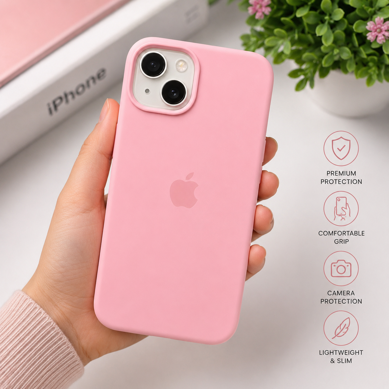 Premium Silicone Case for iPhone 13 ( PINK )